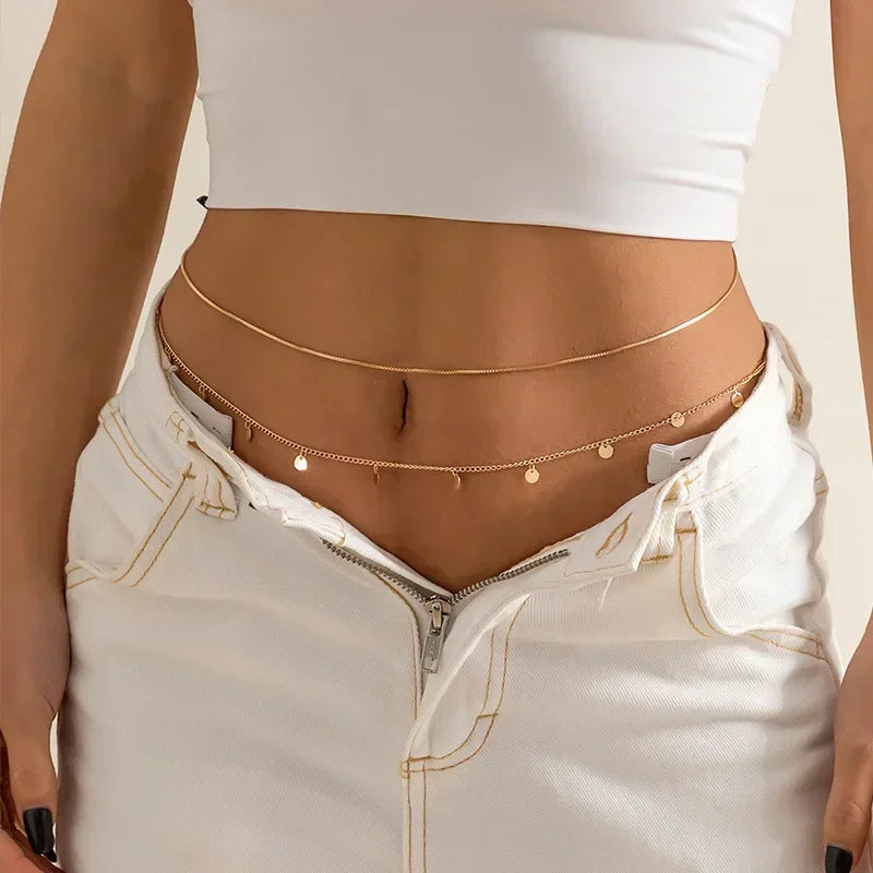 SUNLACE – שרשרת מותן מוזהבת עם תליון קריסטל עדין